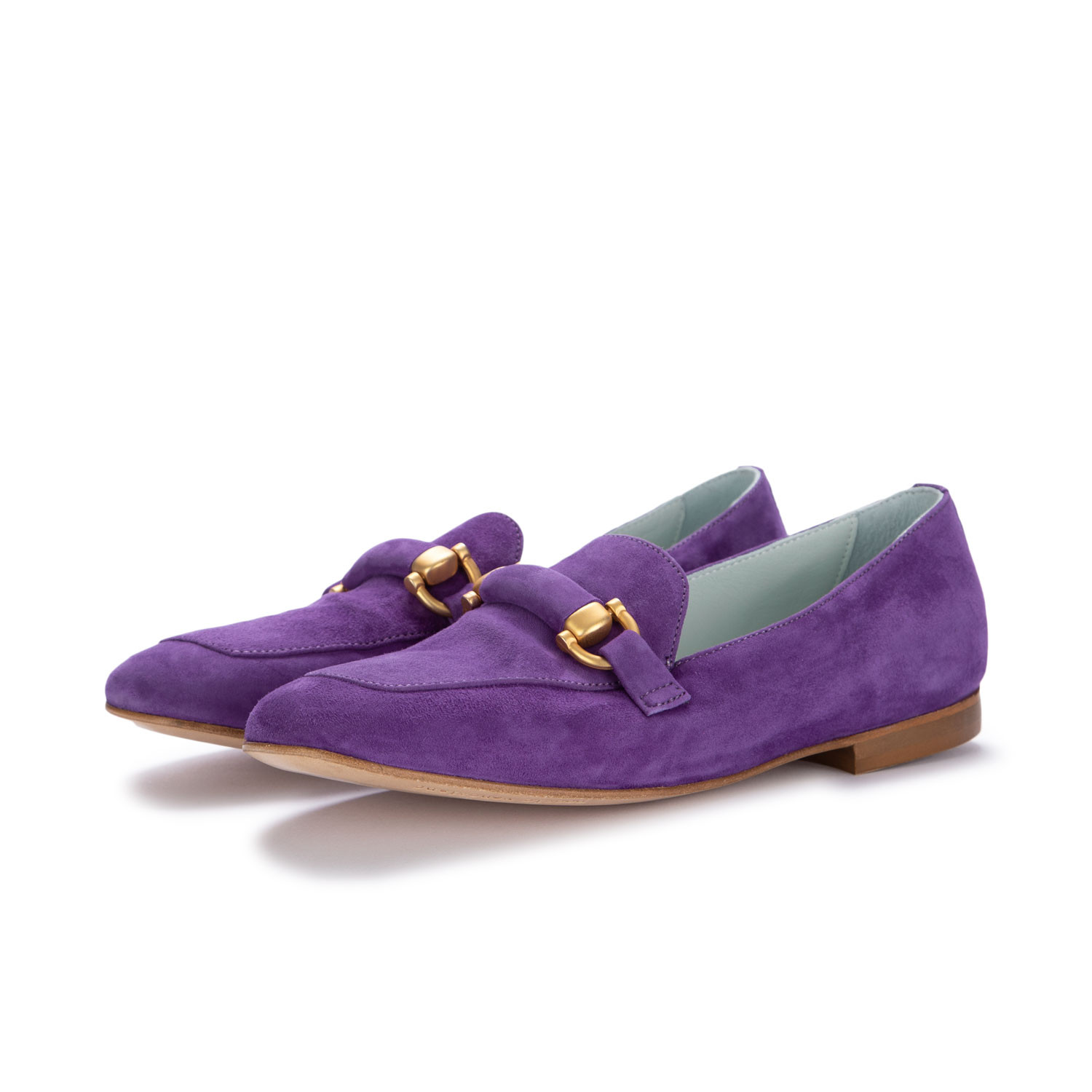 Purple top suede loafers