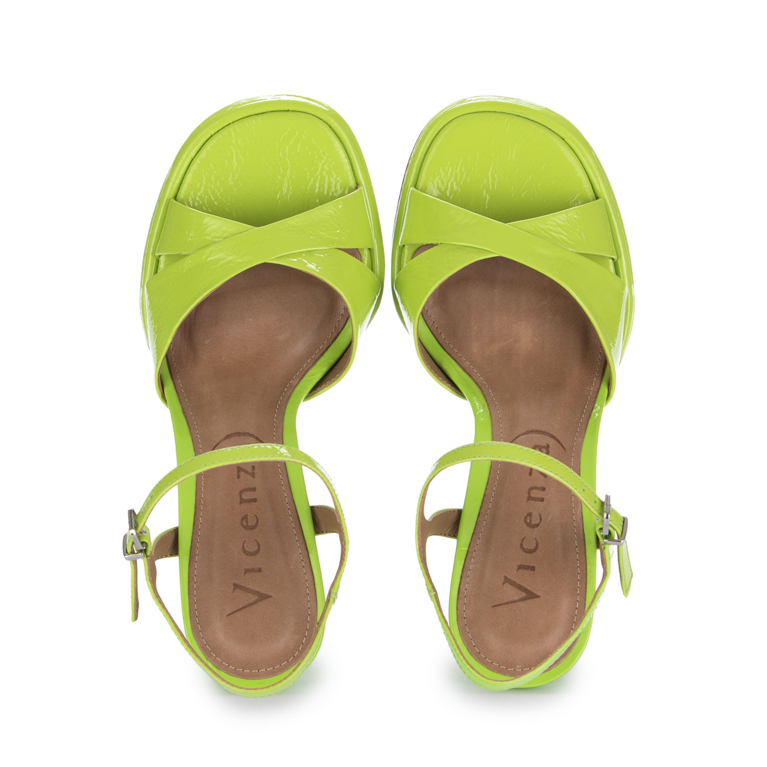 Sandali Tacco da Donna Vicenza Grinch Pelle Verde Acido derna