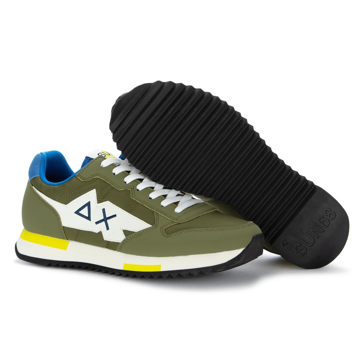 SUN68 Sneakers da Uomo Niki Solid Tessuto Verde Militare | Derna.it