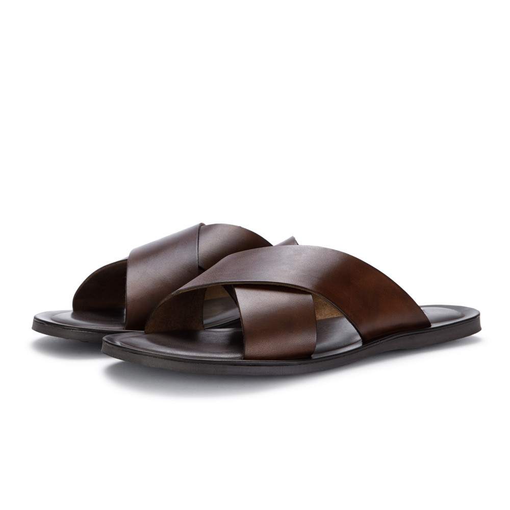 Manovia 52 Herren Sandalen | Leder Gekreuzt Braun | derna.it