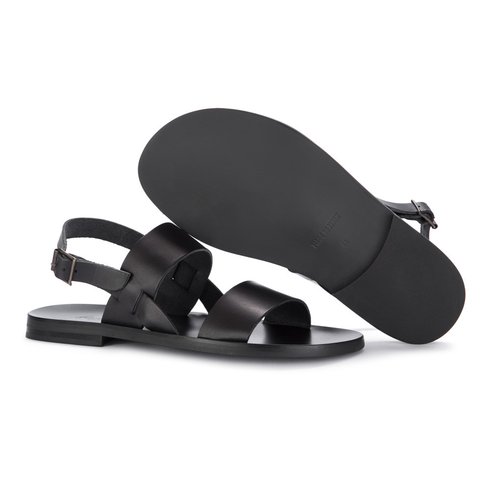 Herrensandalen Manovia 52 Riemen Leder Schwarz | Shoppen bei derna.it