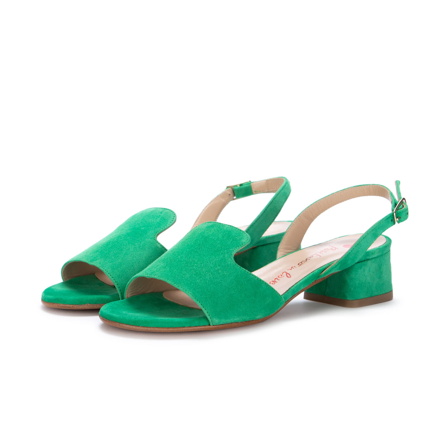 Women s Heeled Sandals Positano in Love Suede Grass Green derna