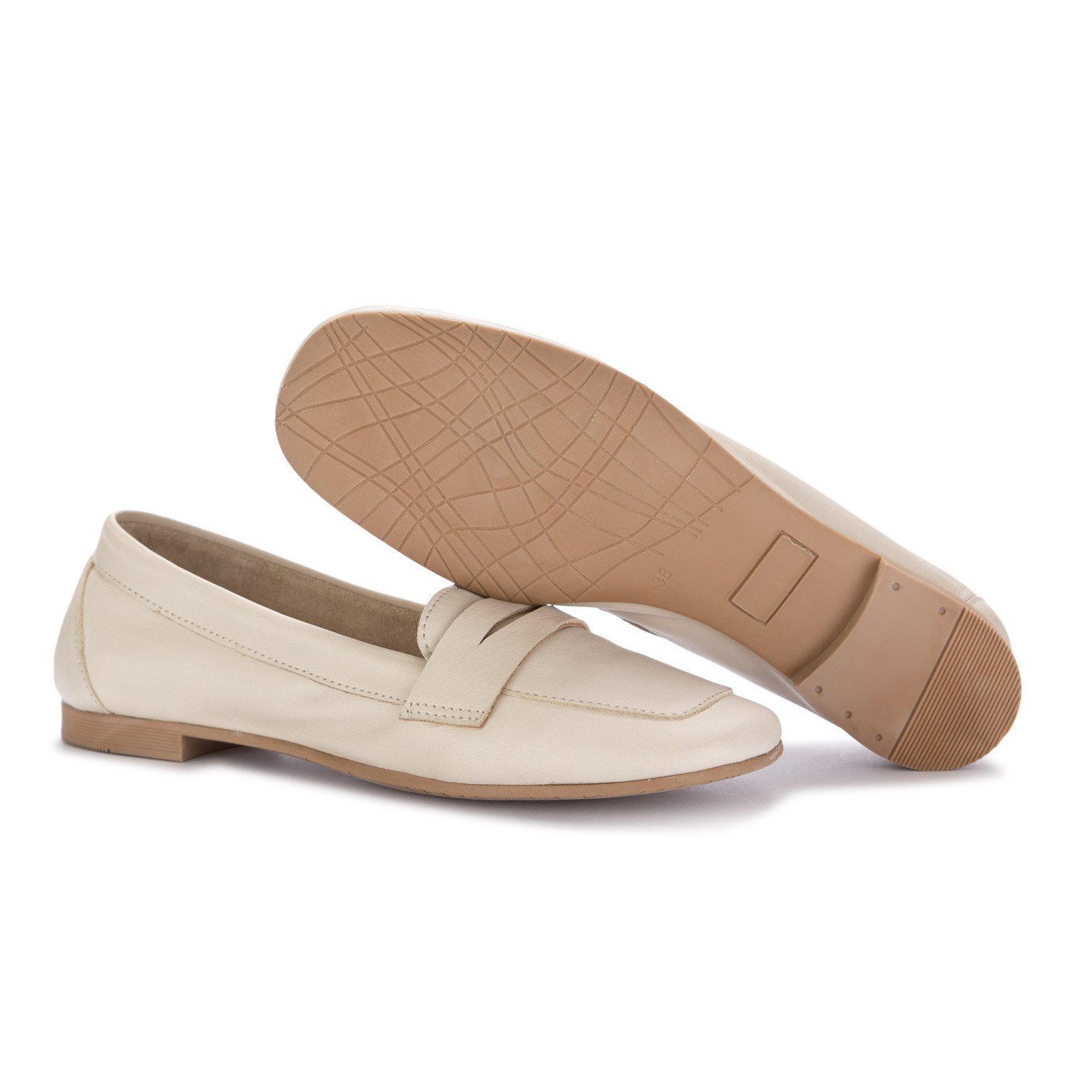 Women's beige leather loafers sale