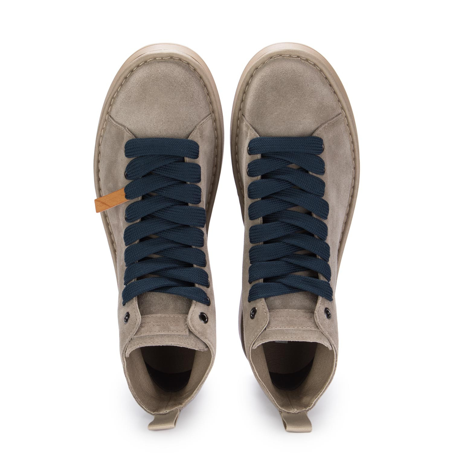 Tronchetti da Uomo Panchic Camoscio Grigio Chiaro Lacci Blu derna
