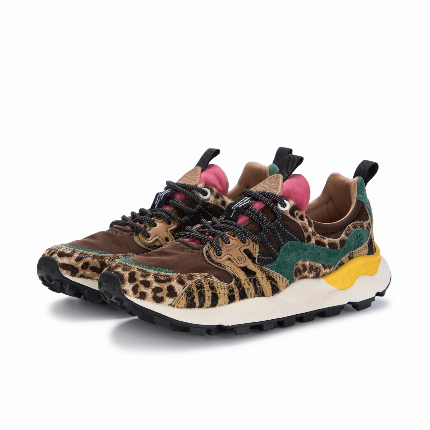 Women s Sneakers Flower Mountain Pony Hair Brown Multicolor derna