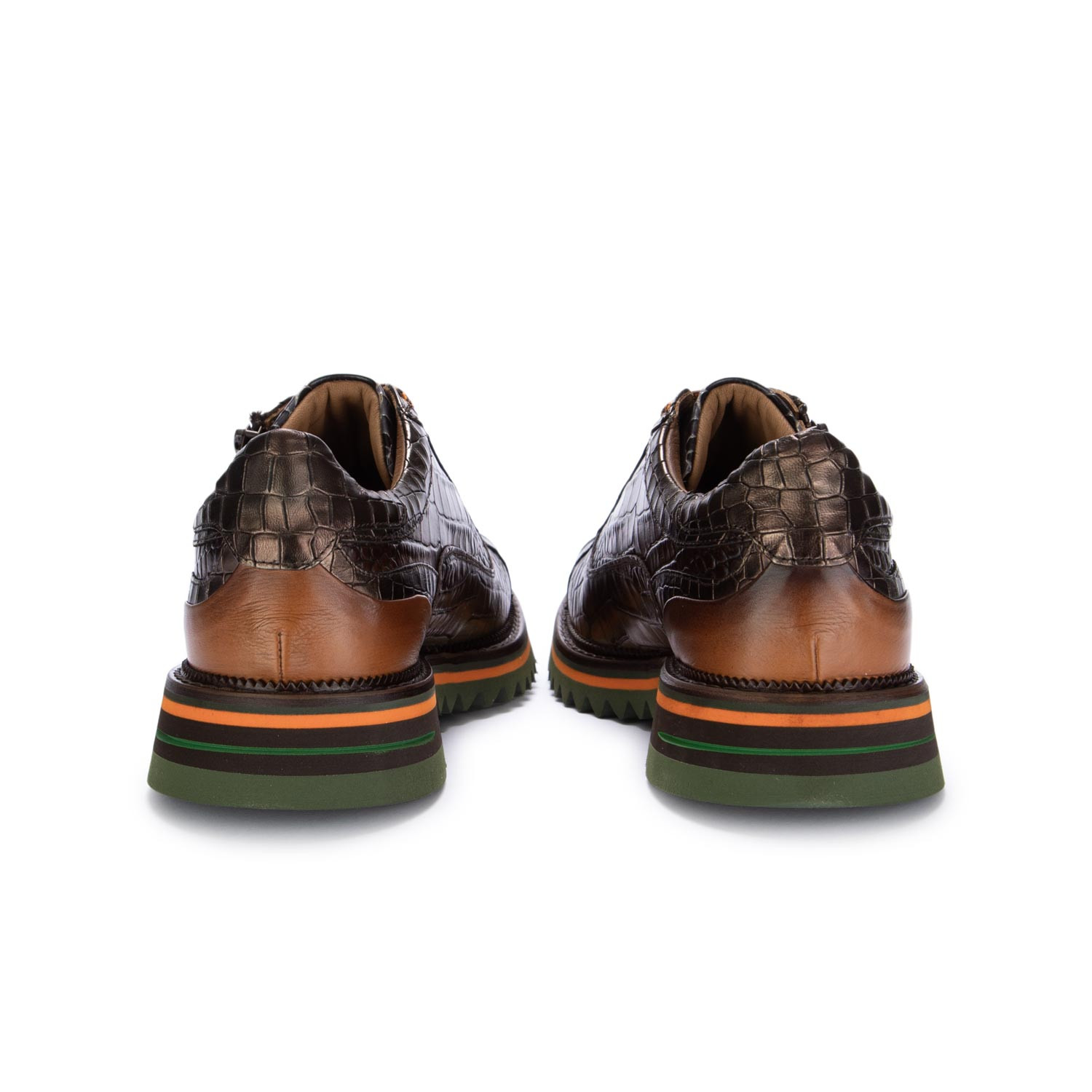 Lorenzi Lace Up Shoes for Men Anaconda Brown Black derna