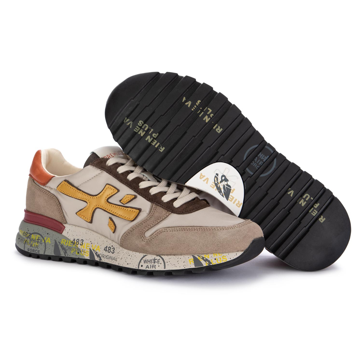 Premiata Men s Sneakers Mick Brown Taupe Grey derna