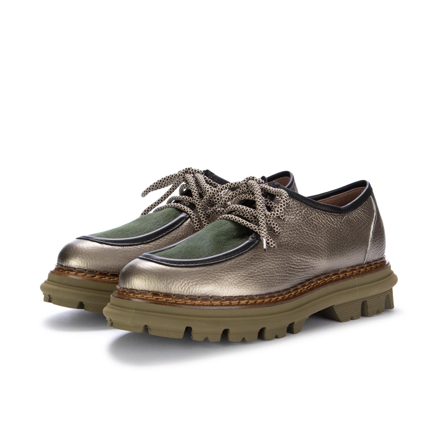 Women s Lace up Shoes Caterina C Leather Pony Hair Bronze derna