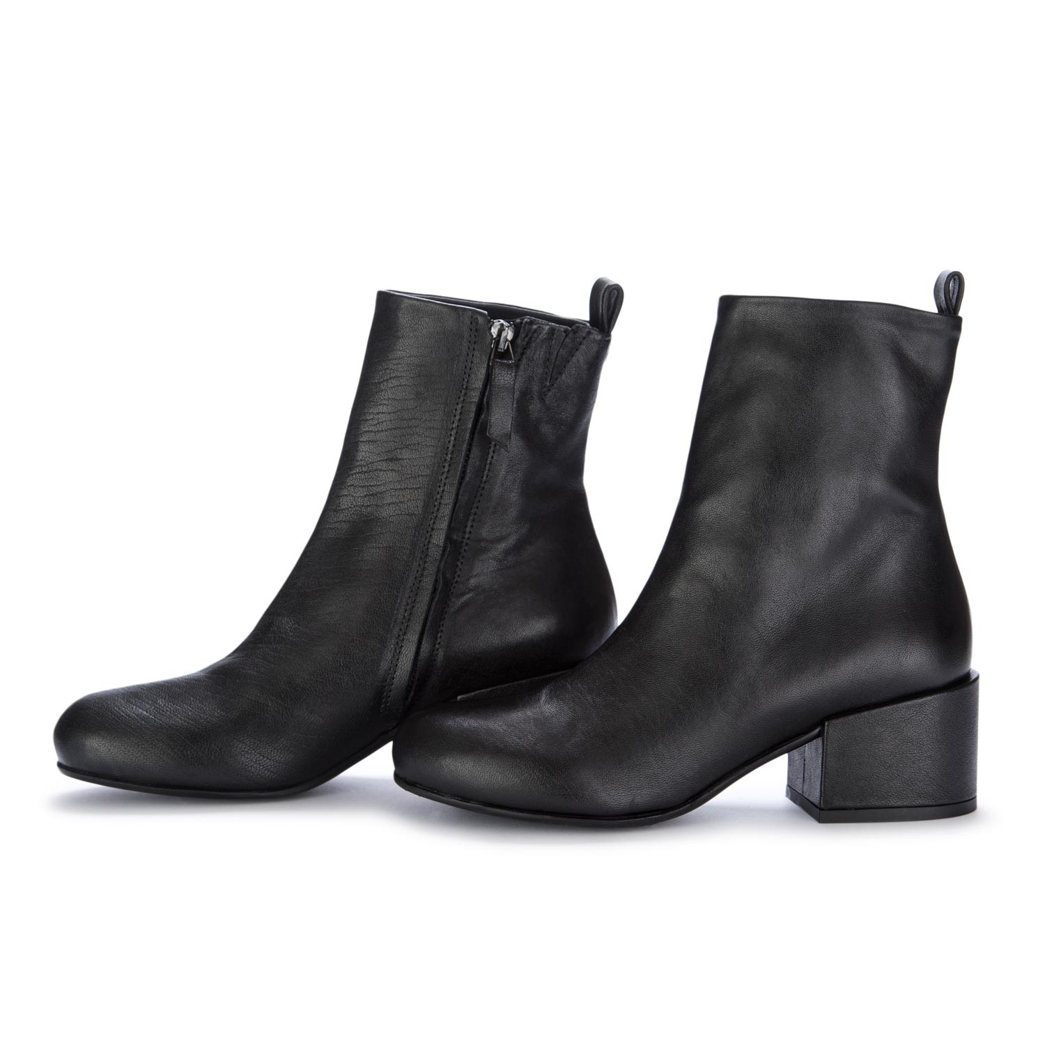 Damen Absatz Stiefeletten Vicolo 8 Gewaschenes Leder Schwarz| derna.it
