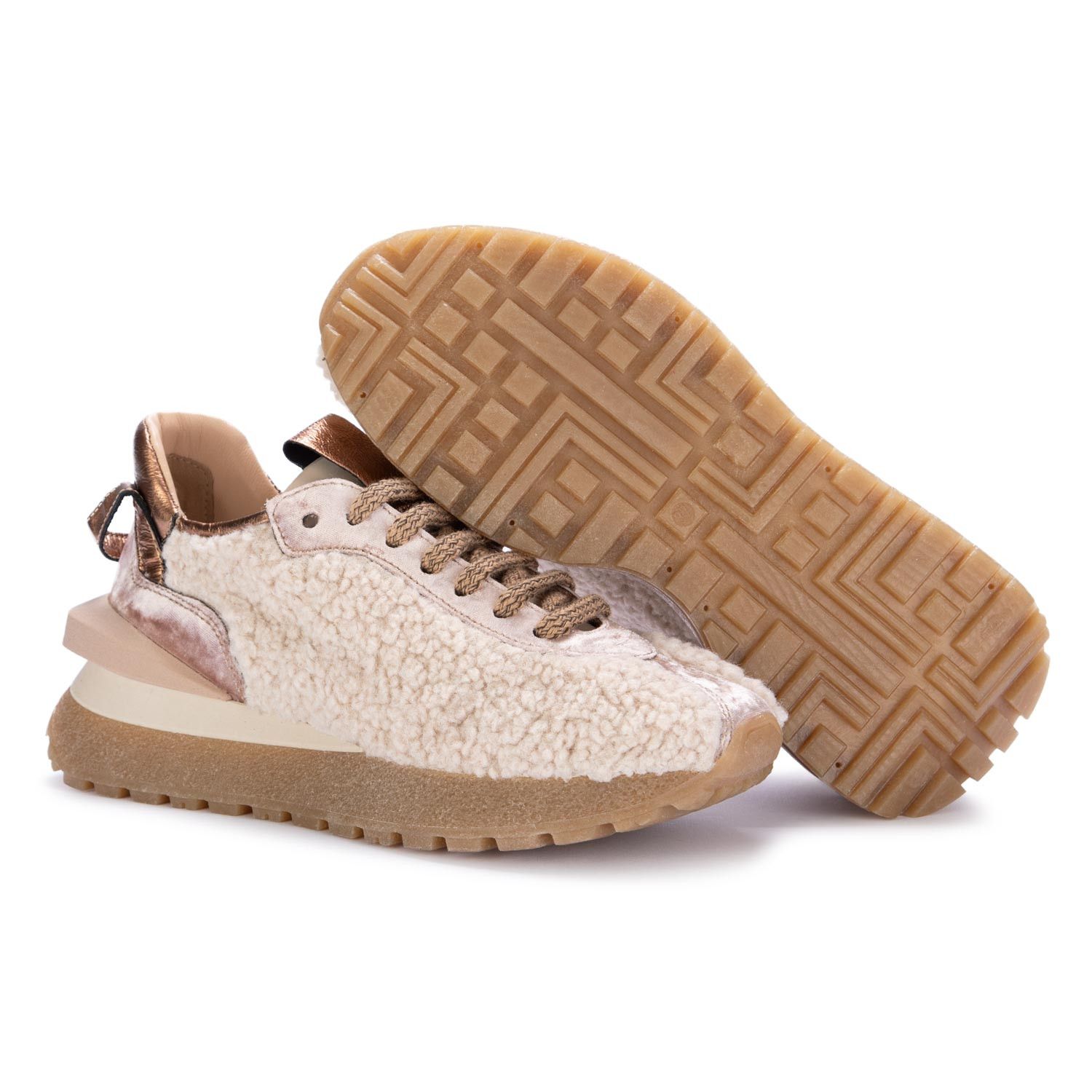 Juice | Women's Sneakers Velvet Teddy Beige | Buy at derna.it