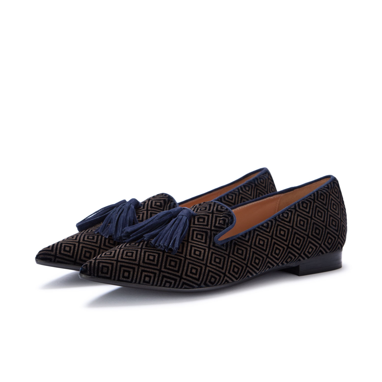 Il Borgo Firenze Scarpe Basse da Donna Velluto Blu Marrone derna