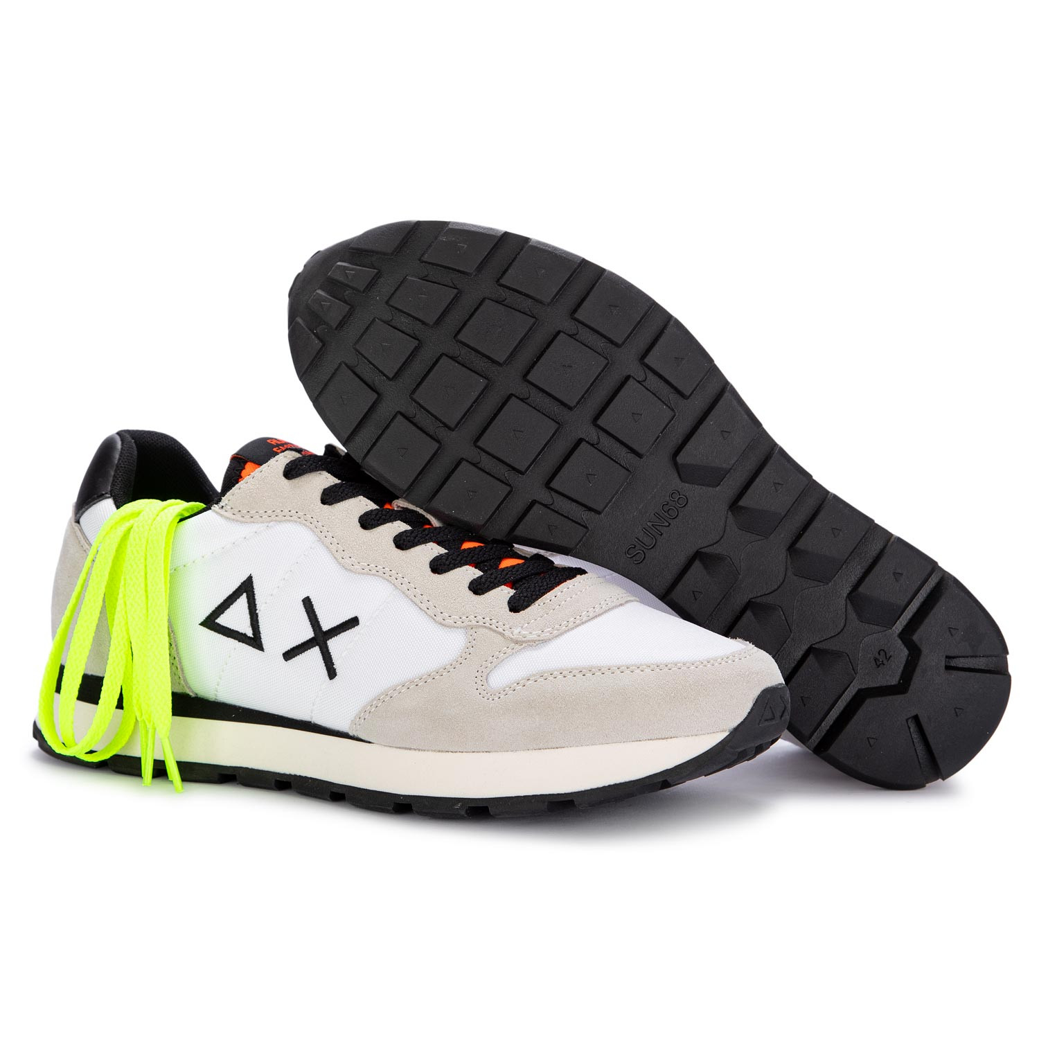 Men s Sneakers Sun68 Tom Fluo Nylon White Taupe derna