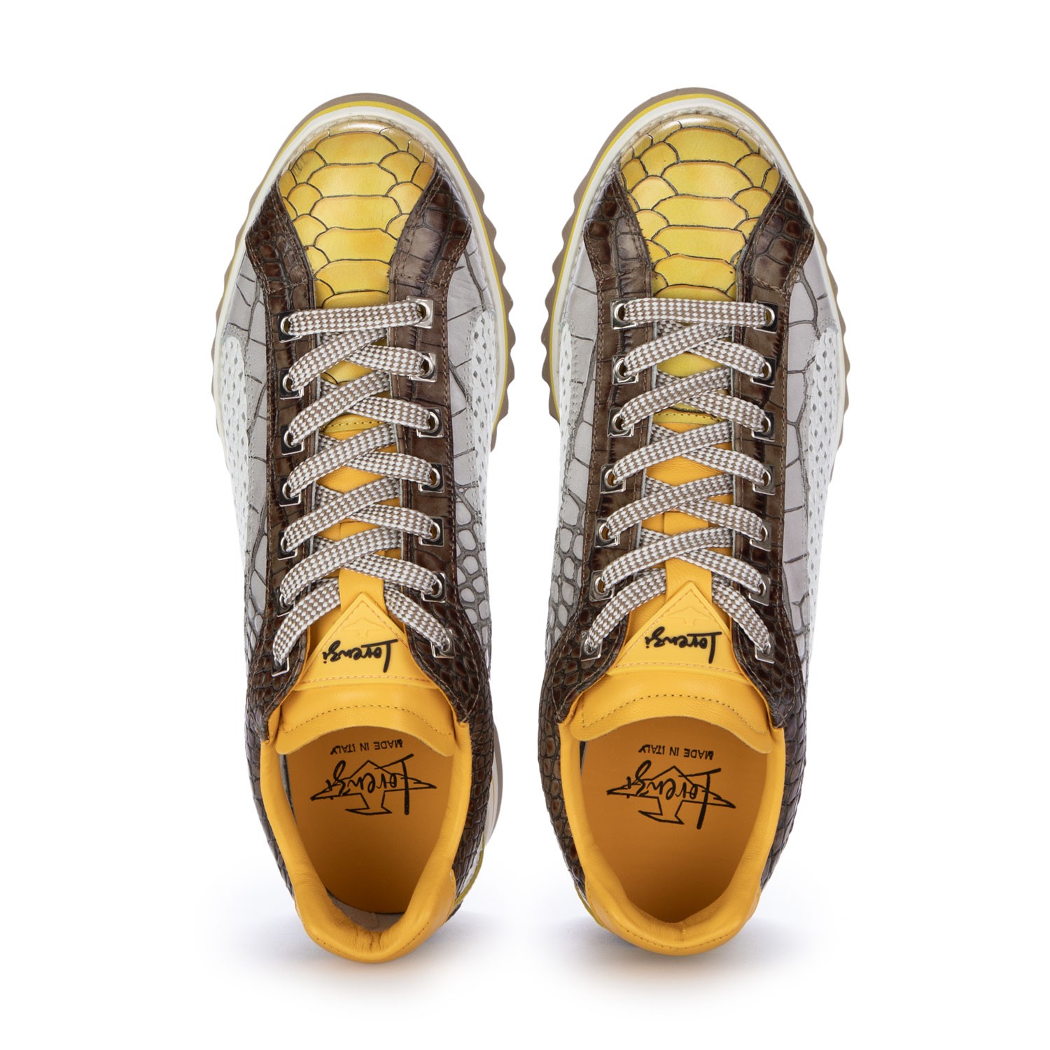 Men s Lace Up Shoes Lorenzi Fresh Yellow White Shop at Derna