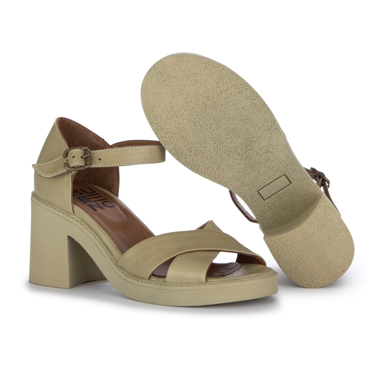 Women s Heel Sandals Bueno Ankle Strap Sage Green Derna