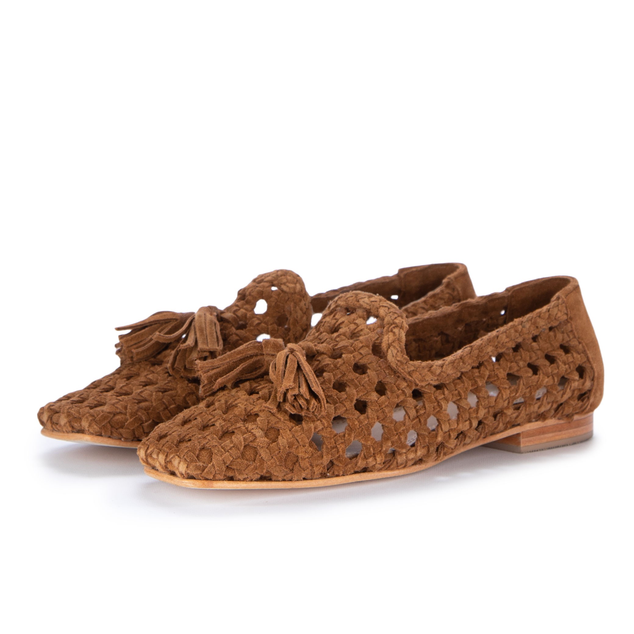 Hadel Loafers Woven Design Brown Shop at Derna