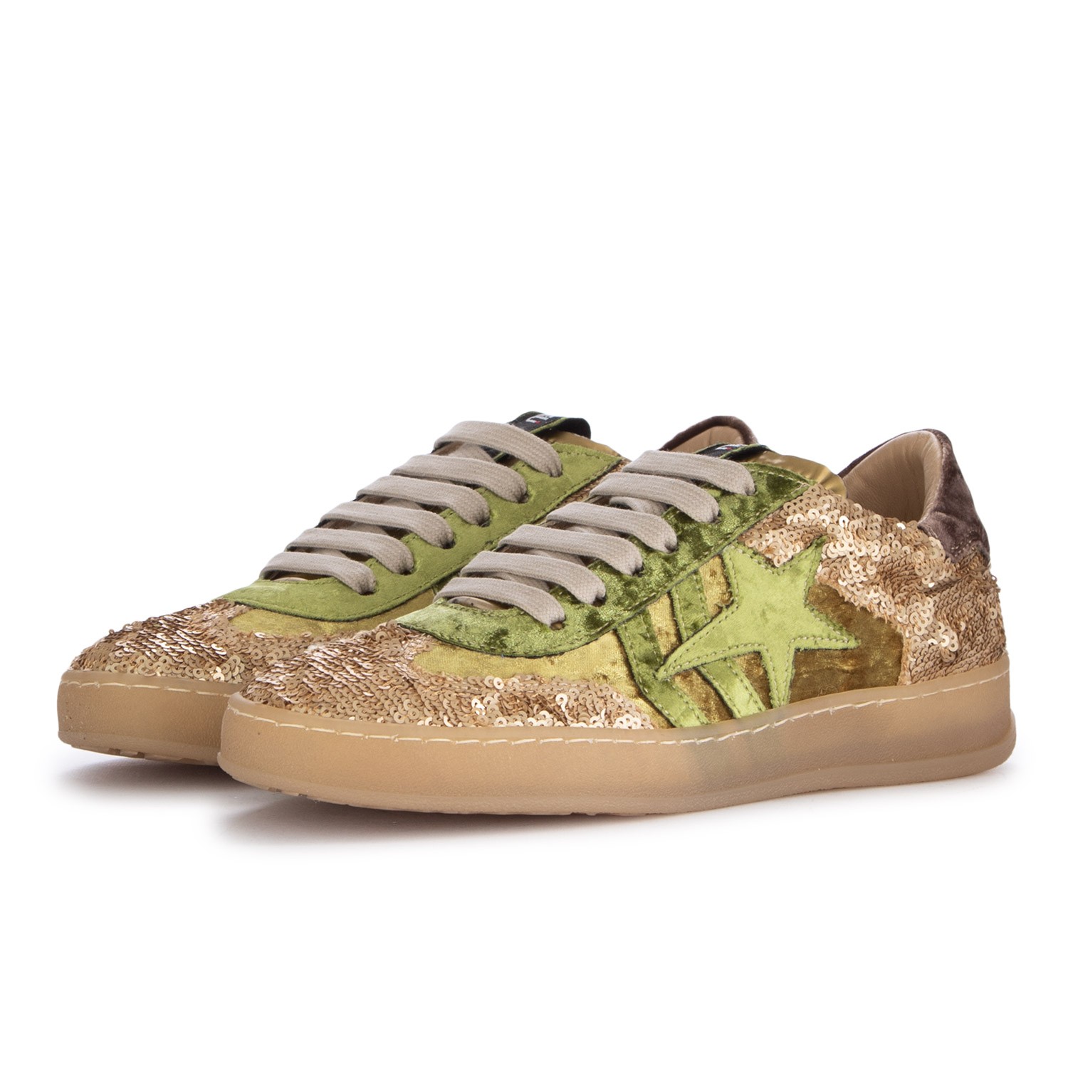 Sneakers da Donna Mimmu Pailettes Verde Oro Compra su Derna