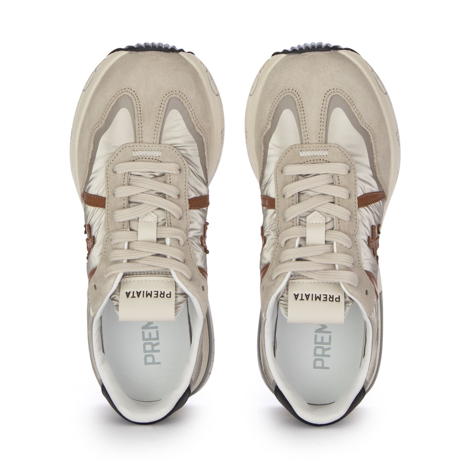 Women s Sneakers Premiata Cassie Silver Beige Shop at Derna