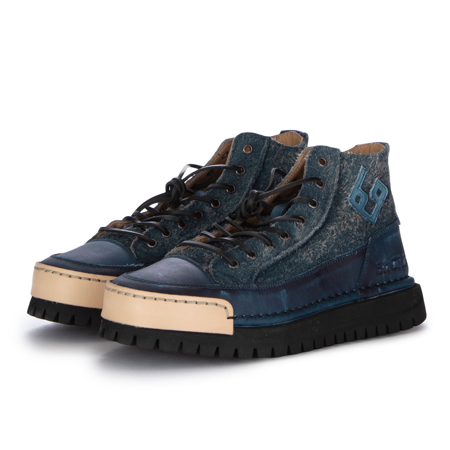 Sneakers Alte da Uomo Bng Real Shoes La Tirolese Jeans Blu Derna