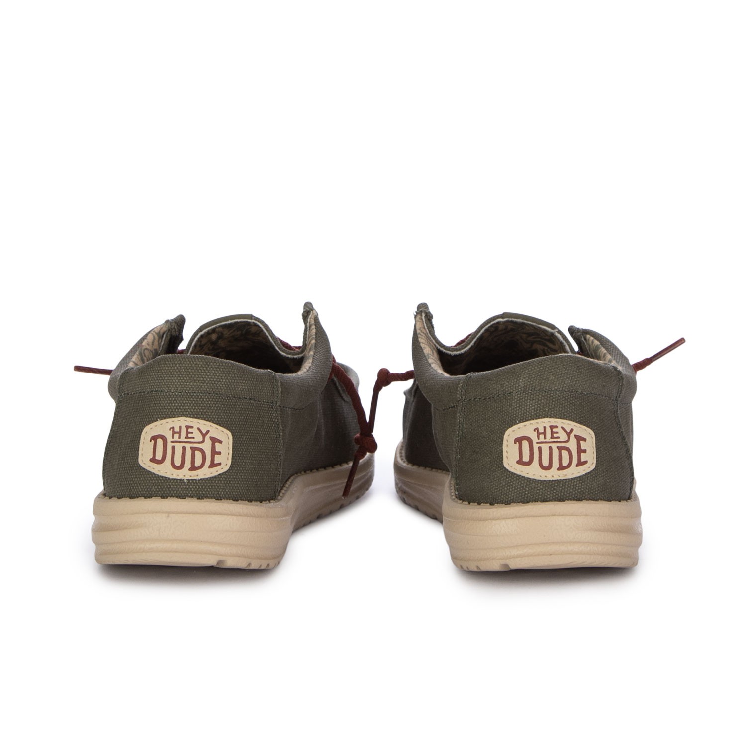 Women s Flat Shoes Hey Dude Wally Waxed Canvas Green Derna