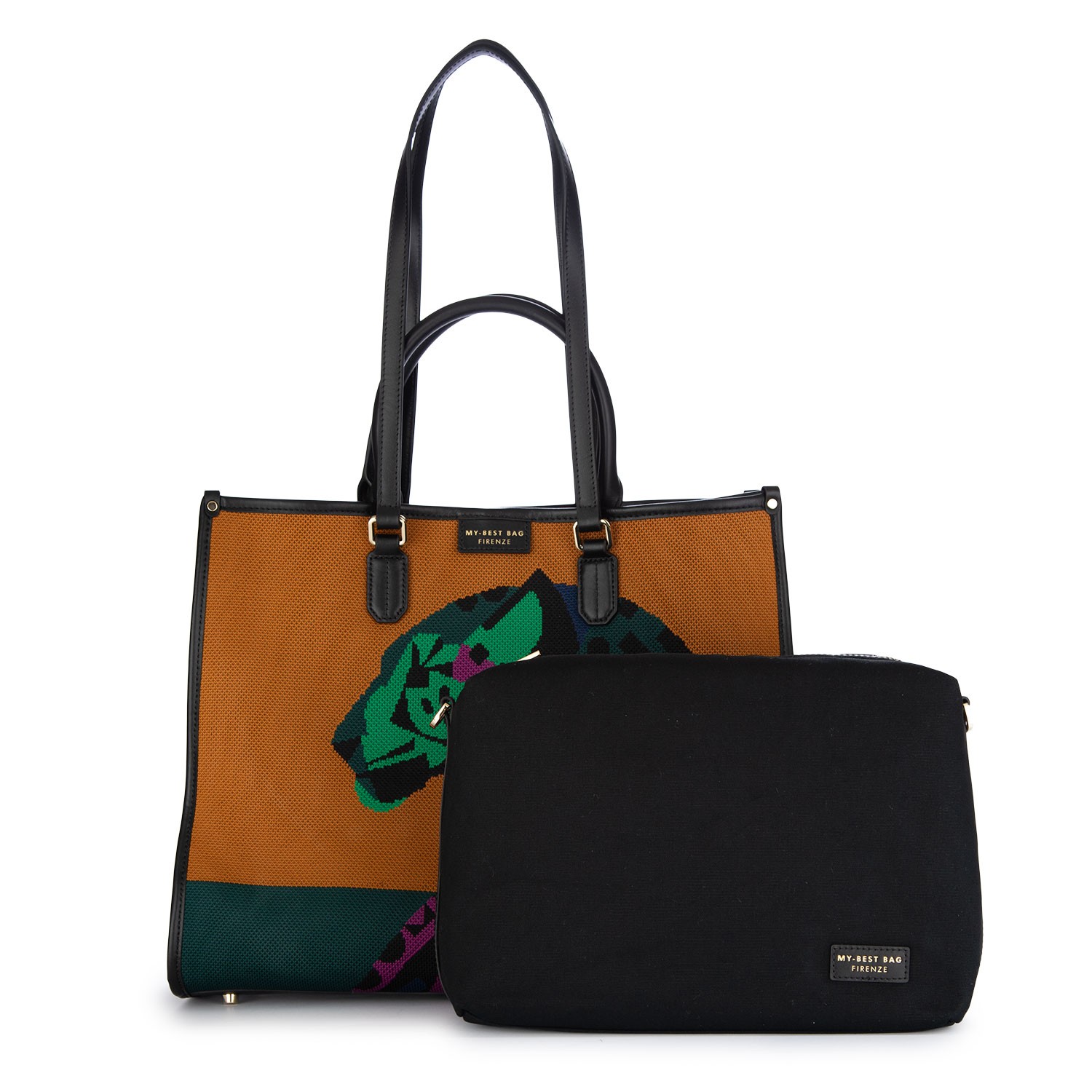 Borsa Shopper My Best Bag Atena Arancione Verde Rosa Derna