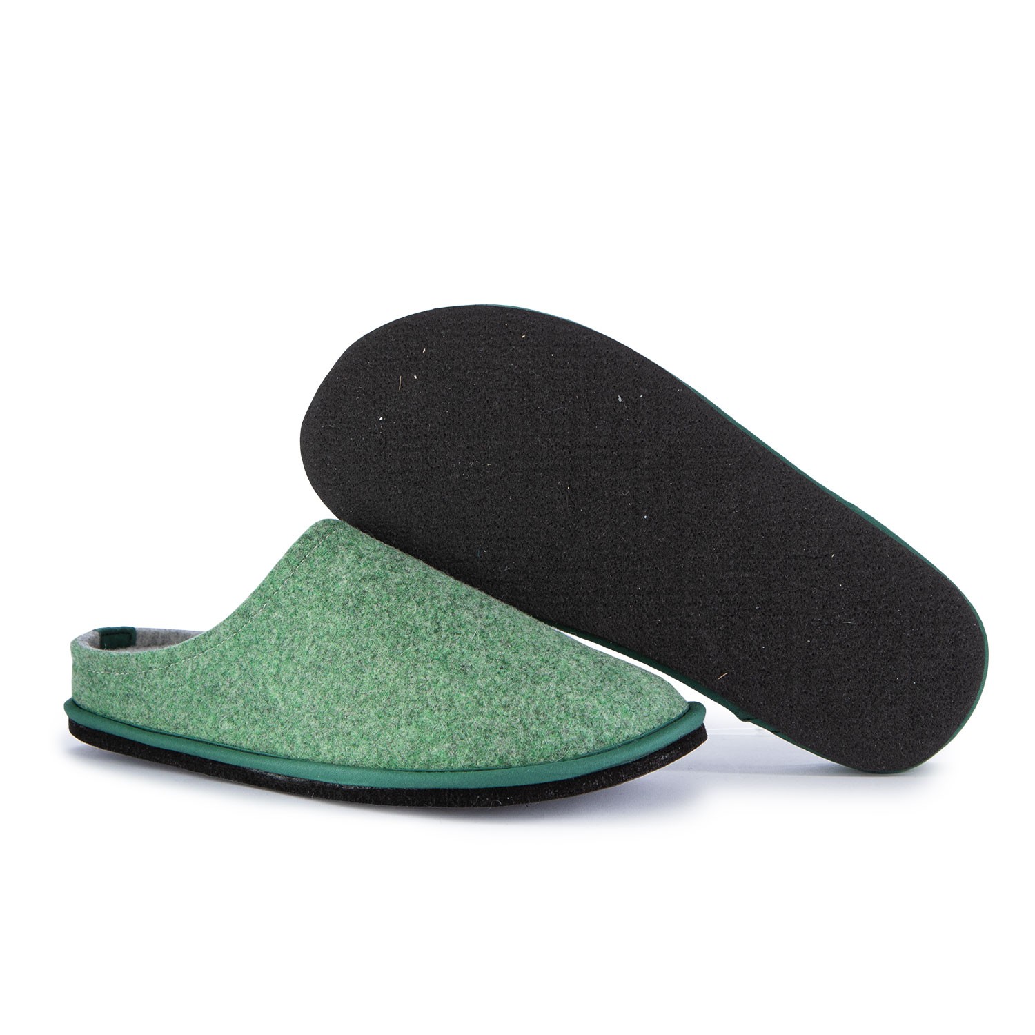 Men s Slippers Lowenweiss Wool Felt Green Grey Derna