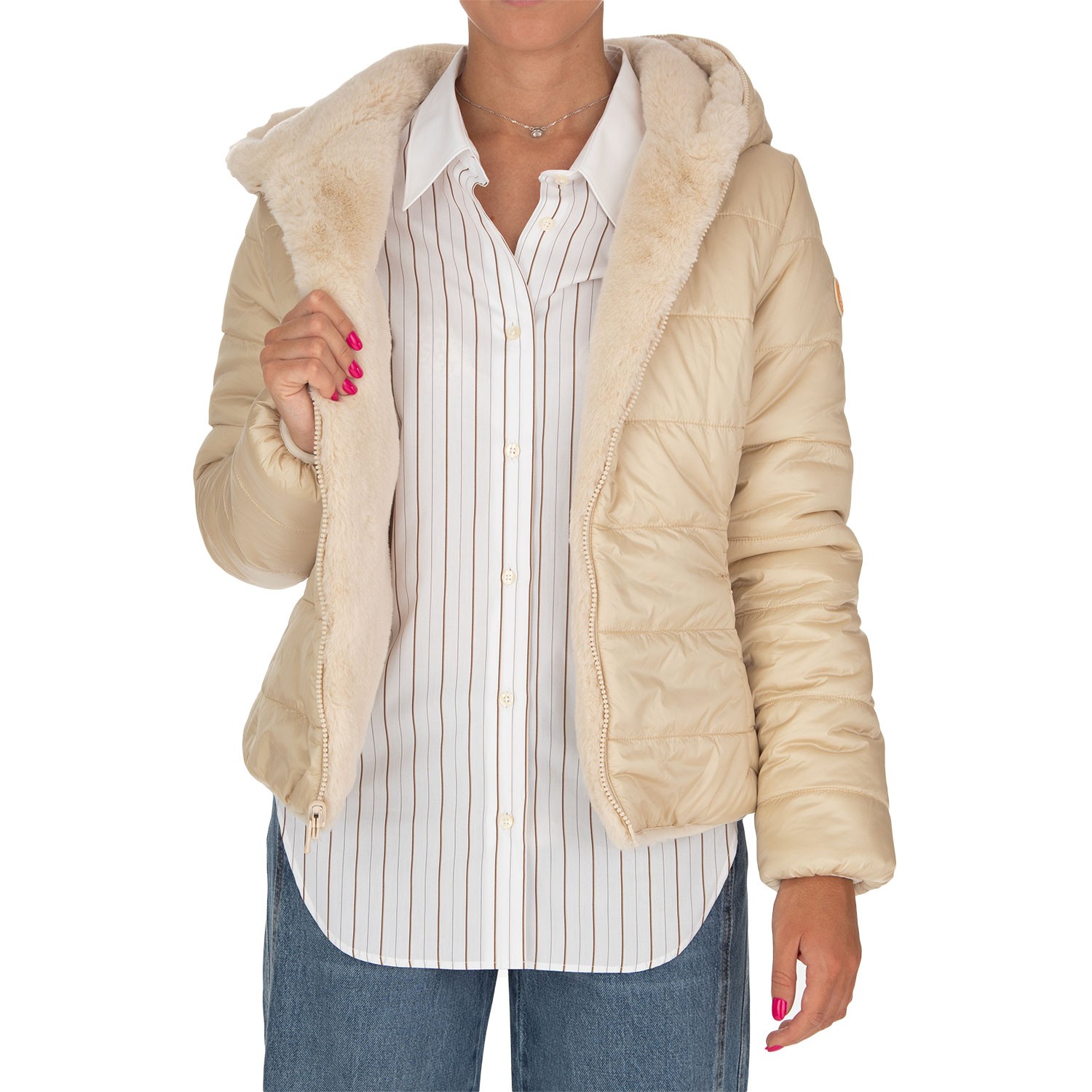 Down Jacket Save The Duck Fury21 Laila Beige | Shop at Derna.it